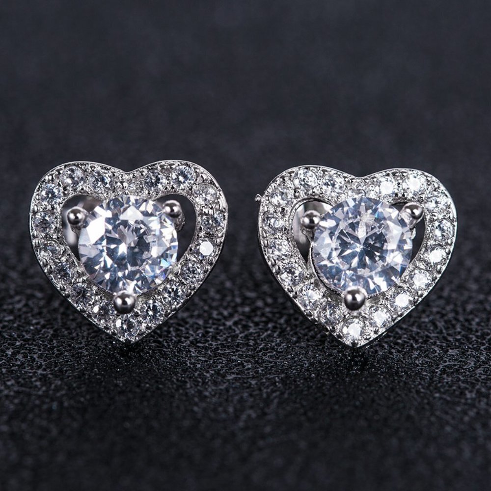 🎁Lovely Round Dainty Zircon Hollow Heart Earrings for Women, UNVN12424